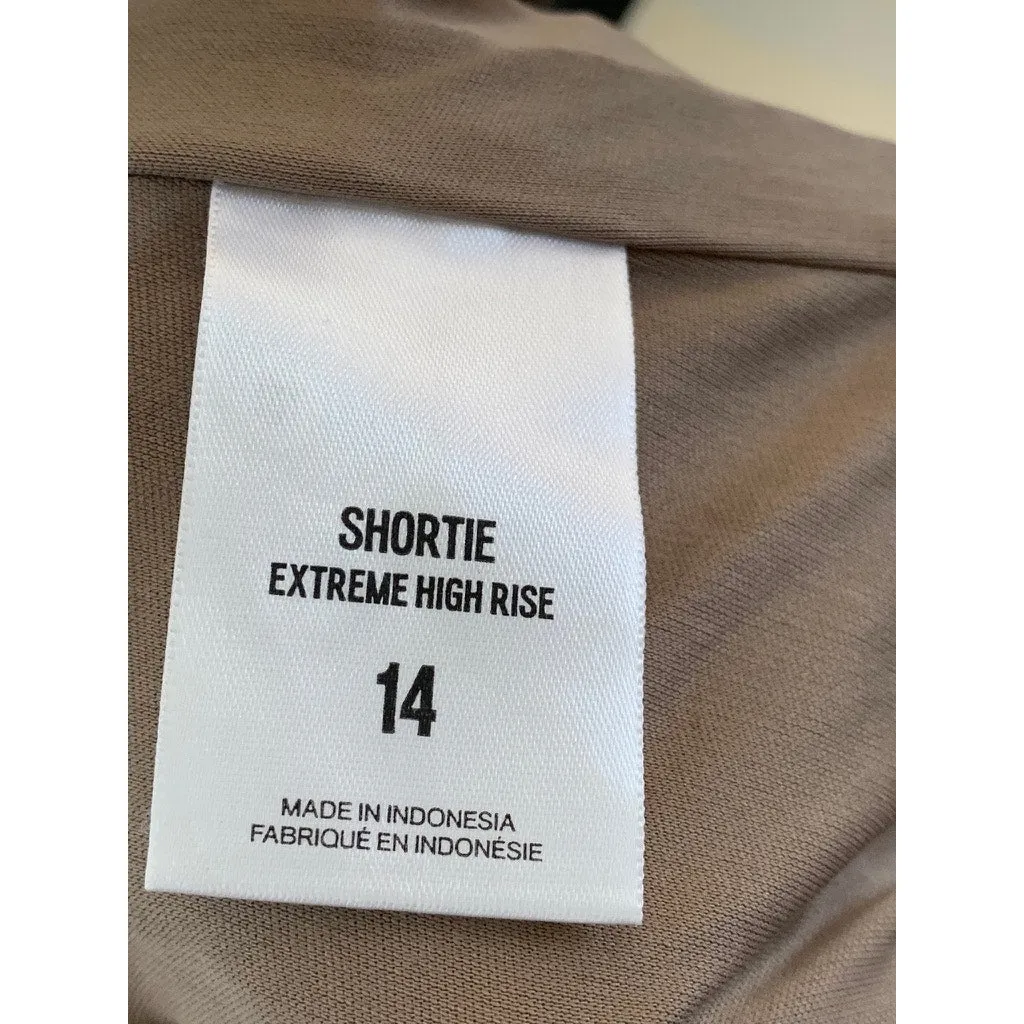EXPRESS Women's Tan Sequin Embellished Shortie Extreme High-Rise Shorts SZ 14