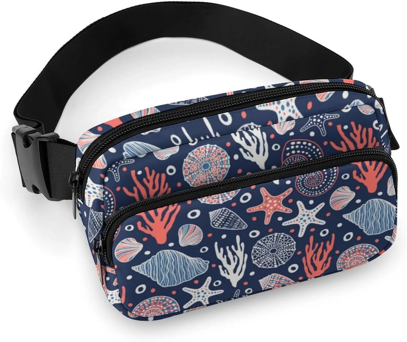 Fanny Pack for Women Men Undersea World Belt Bag Starfish Shell Coral Waist Pack Bum Bag for Running Cycling Hiking Travel Workout with Adjustable Strap