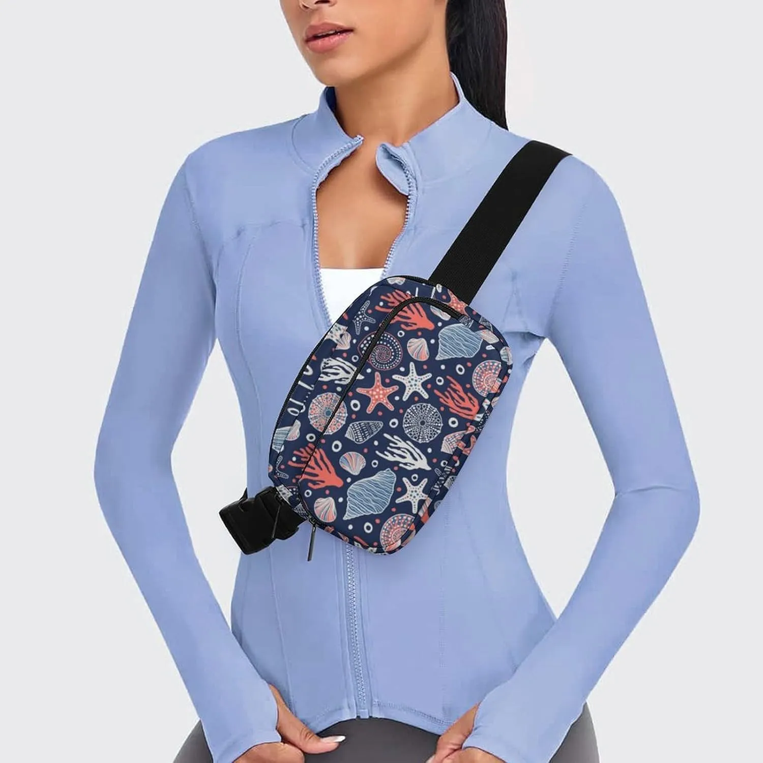 Fanny Pack for Women Men Undersea World Belt Bag Starfish Shell Coral Waist Pack Bum Bag for Running Cycling Hiking Travel Workout with Adjustable Strap