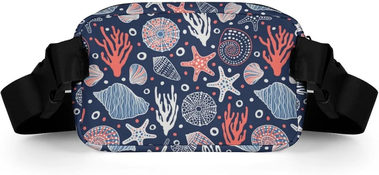 Fanny Pack for Women Men Undersea World Belt Bag Starfish Shell Coral Waist Pack Bum Bag for Running Cycling Hiking Travel Workout with Adjustable Strap