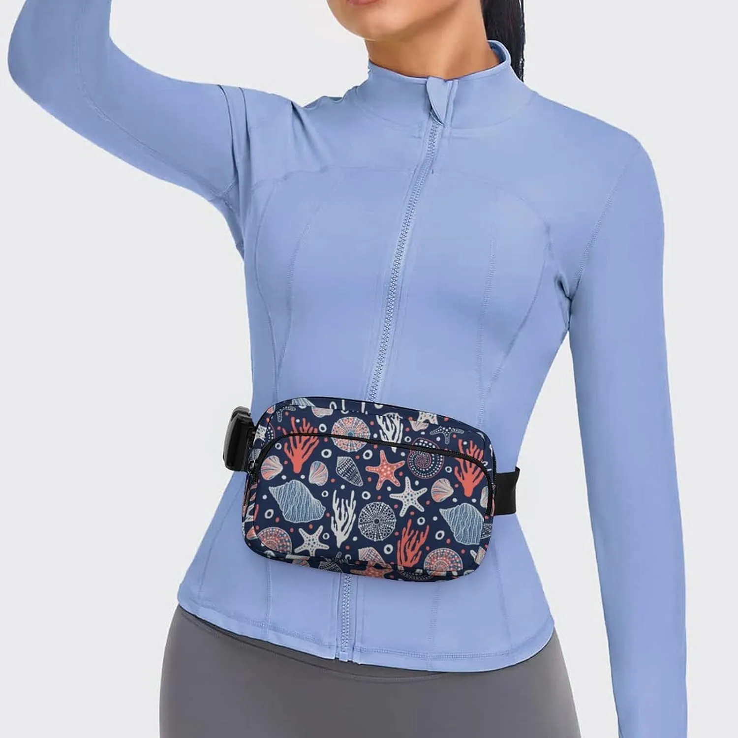 Fanny Pack for Women Men Undersea World Belt Bag Starfish Shell Coral Waist Pack Bum Bag for Running Cycling Hiking Travel Workout with Adjustable Strap