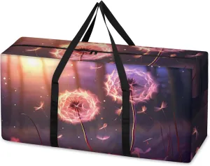 Fantastic Dandelion Extra Large Moving Bags Heavy Duty Storage Bags Bright Dandelion Cloth Wrap Around Handles Double Zipper Reusable Convenient Foldable Storage Tote for Travel Camping Space Save