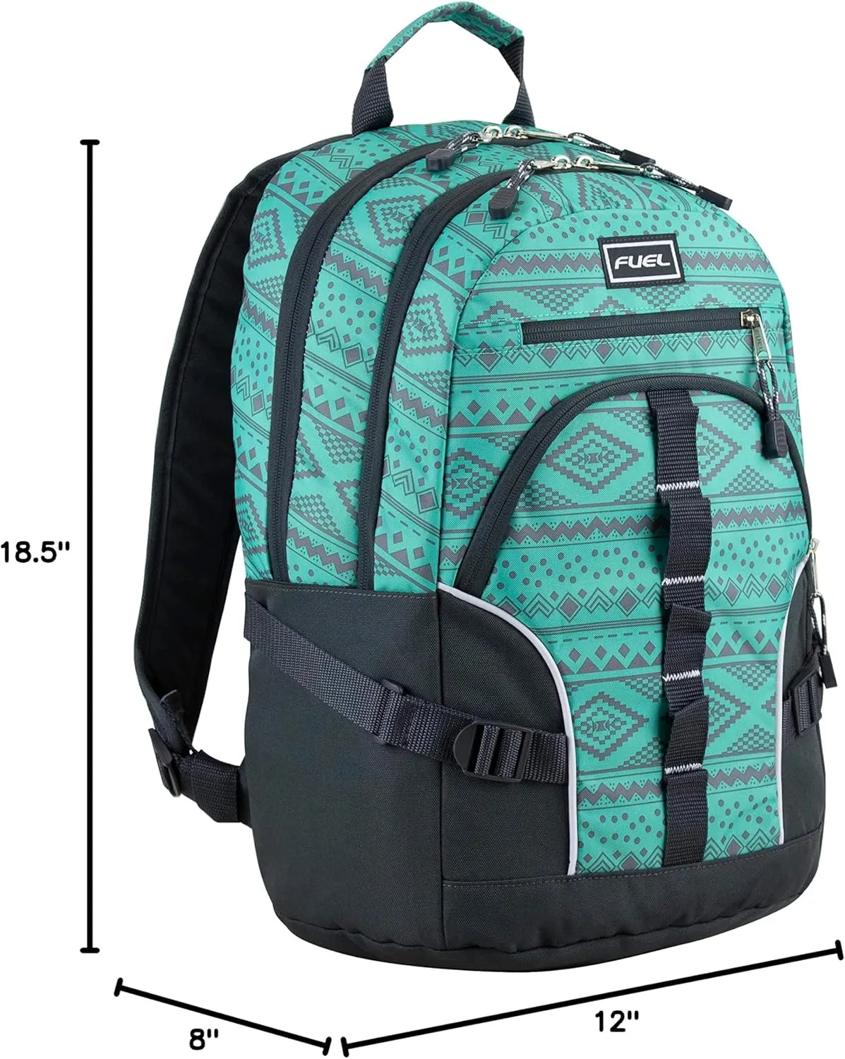 FUEL Hiking Laptop Backpack, College Bookbag, Travel Daypack with 5 Compartments, Dynamo Tech Pocket, 18.5 Inches