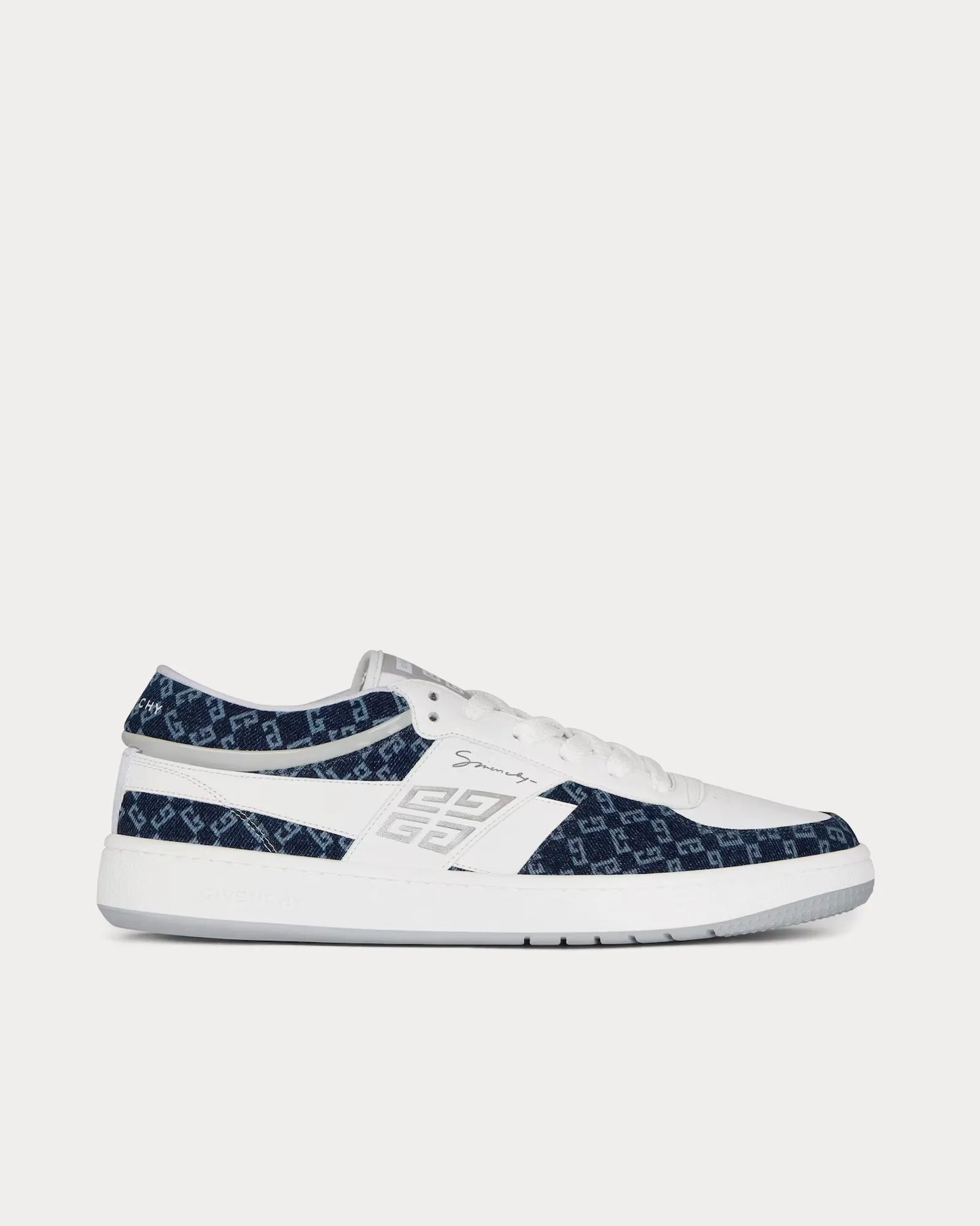 G Move Mixed Leathers & Denim Monogram 72 Dark Blue / White Low Top Sneakers