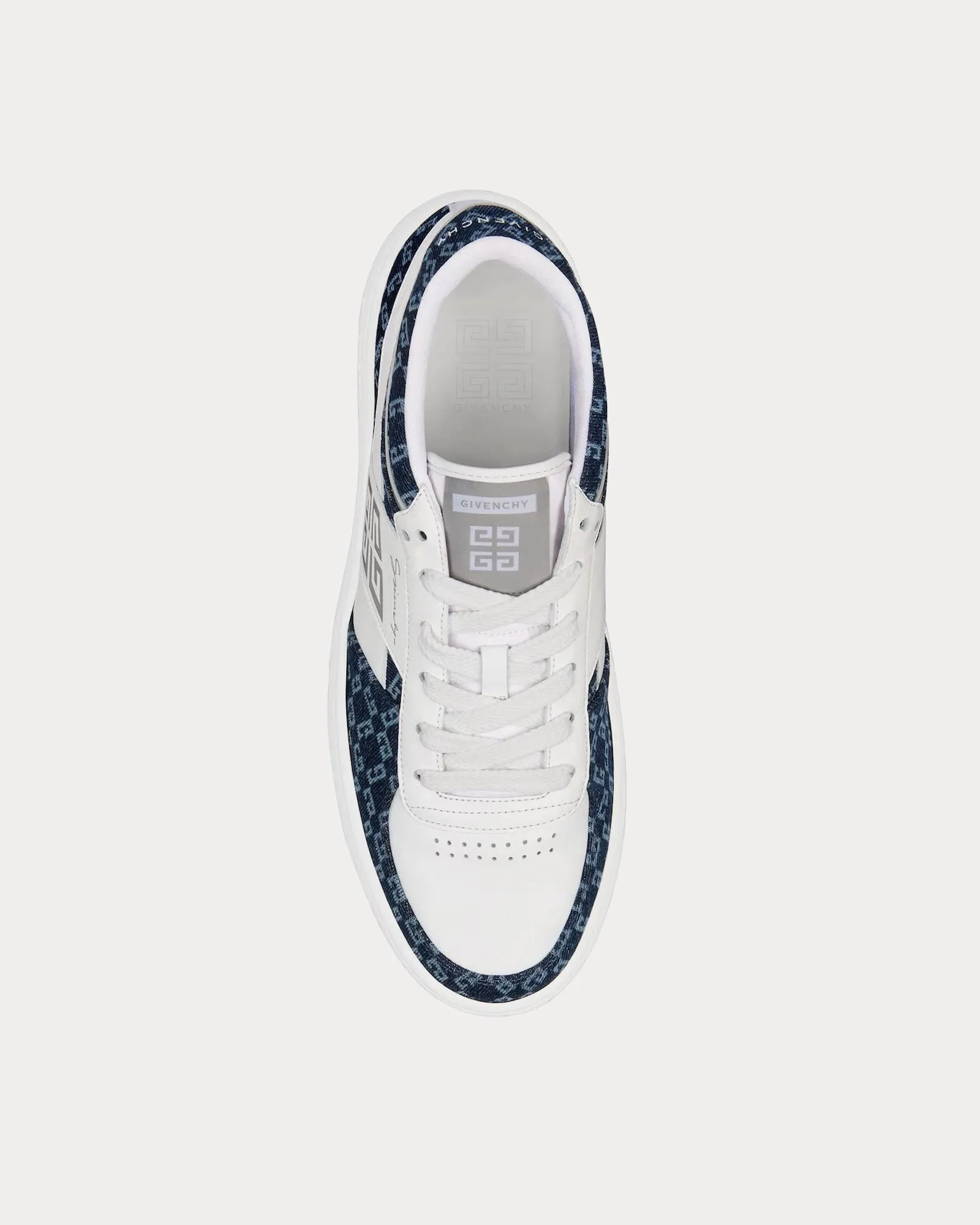 G Move Mixed Leathers & Denim Monogram 72 Dark Blue / White Low Top Sneakers