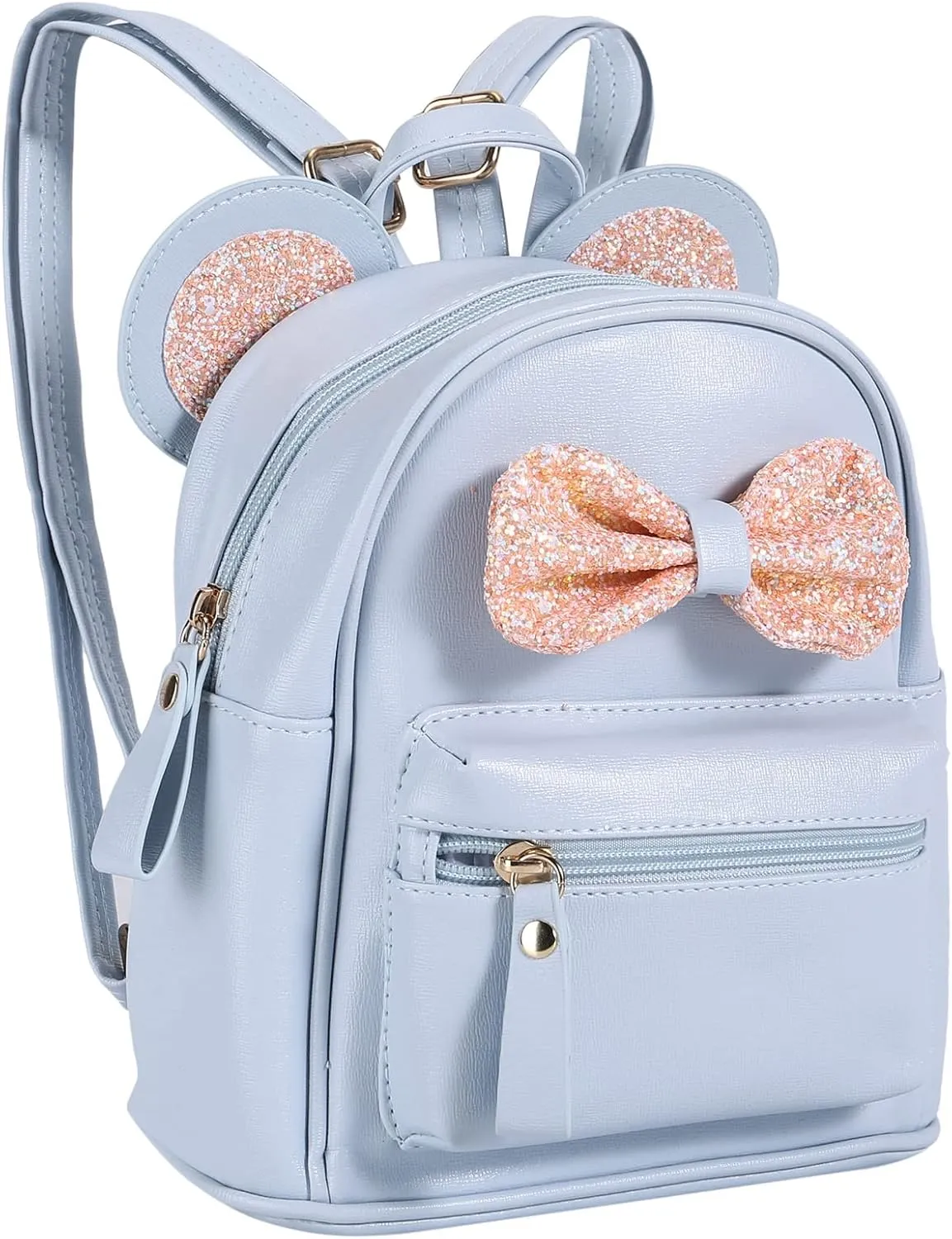 Girls Mini Leather Backpack Sequin bow Mouse Ears cute backpack small backpack gifts for teenage girls