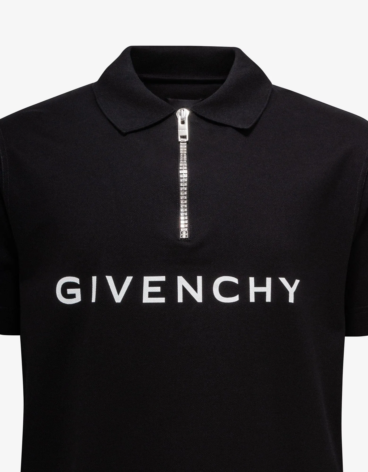 Givenchy Black Archetype Zipped Polo T-Shirt