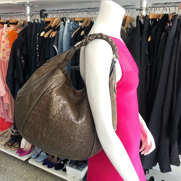 Givenchy Dark Olive Leather Eclipse Small Hobo Bag