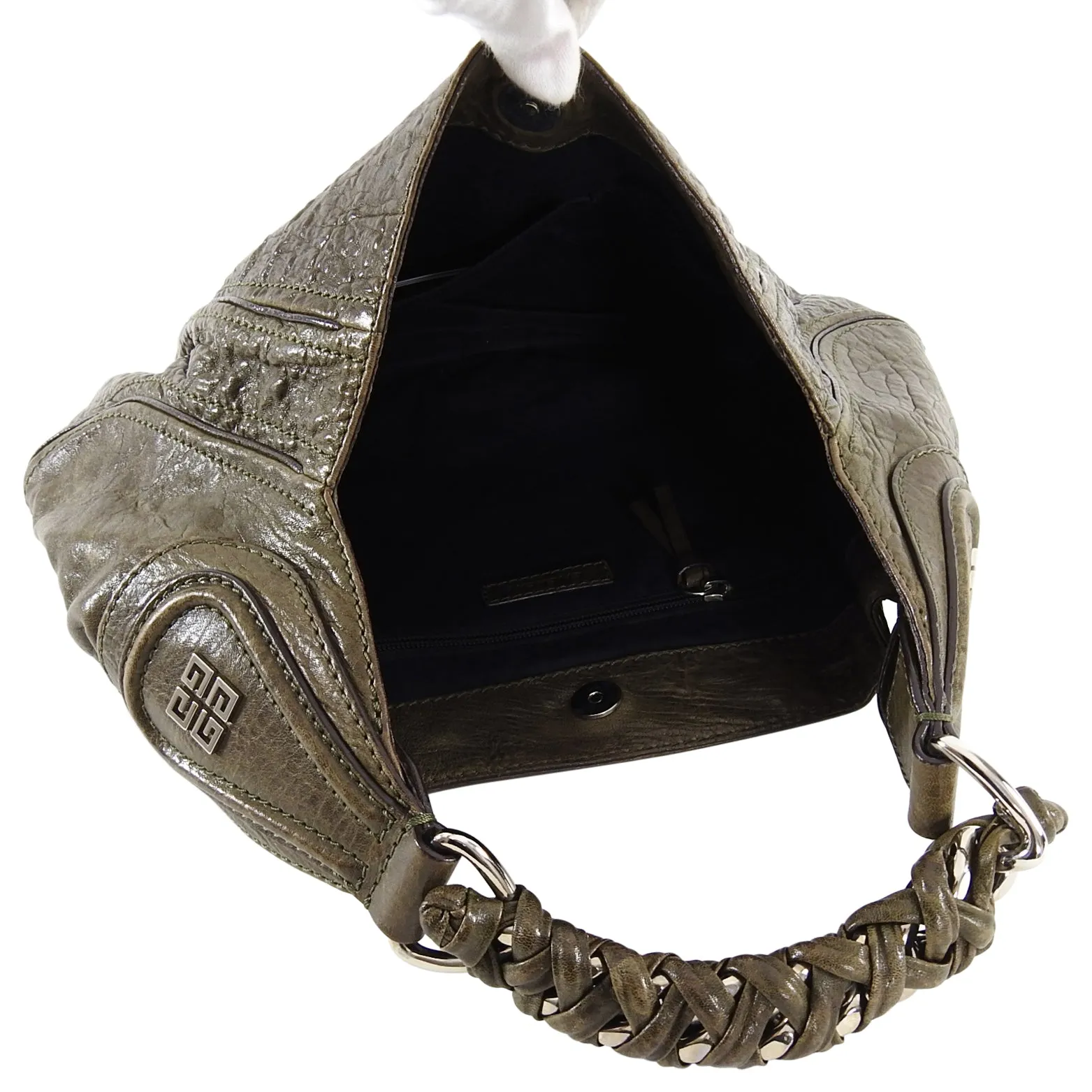 Givenchy Dark Olive Leather Eclipse Small Hobo Bag
