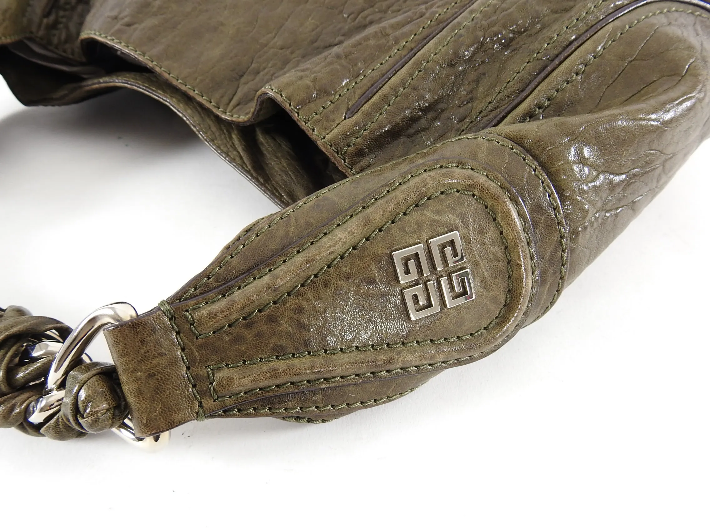 Givenchy Dark Olive Leather Eclipse Small Hobo Bag
