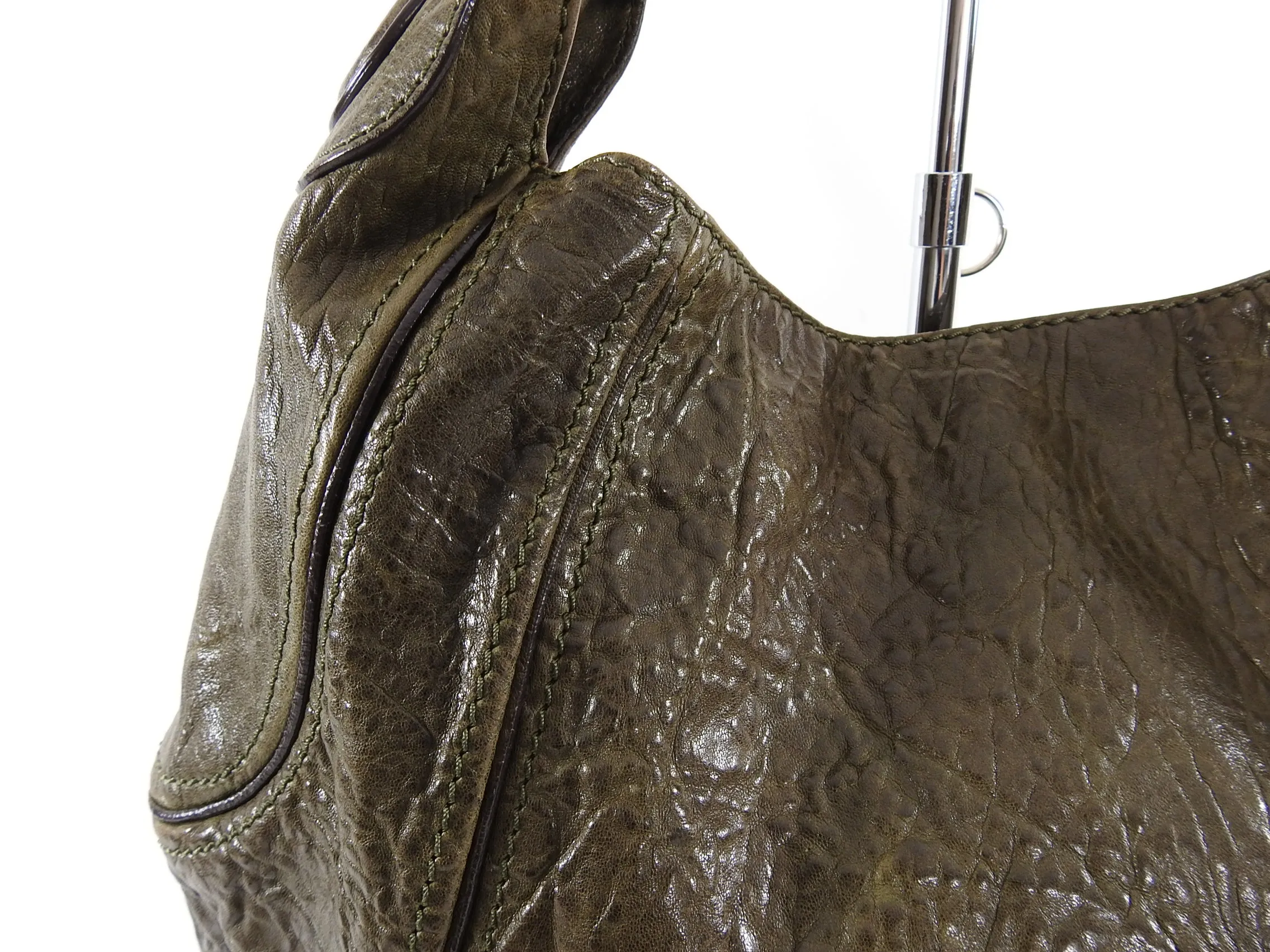 Givenchy Dark Olive Leather Eclipse Small Hobo Bag