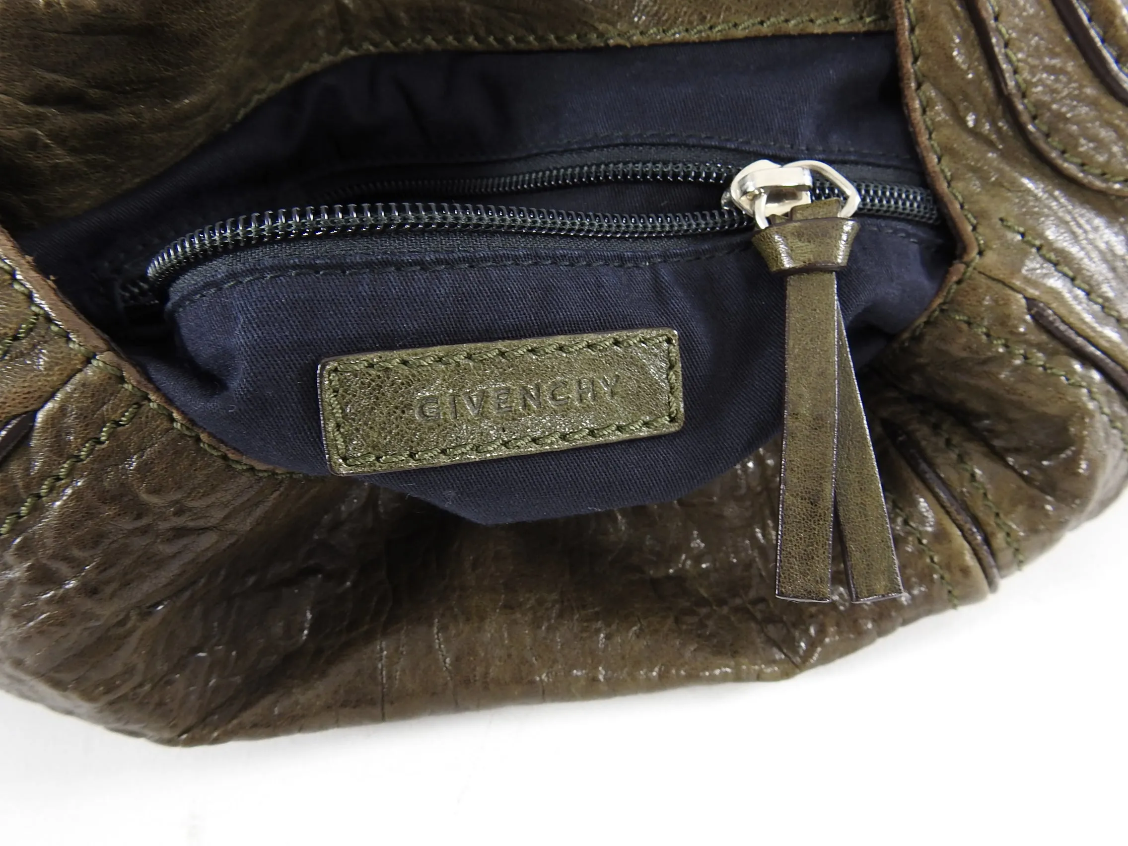 Givenchy Dark Olive Leather Eclipse Small Hobo Bag
