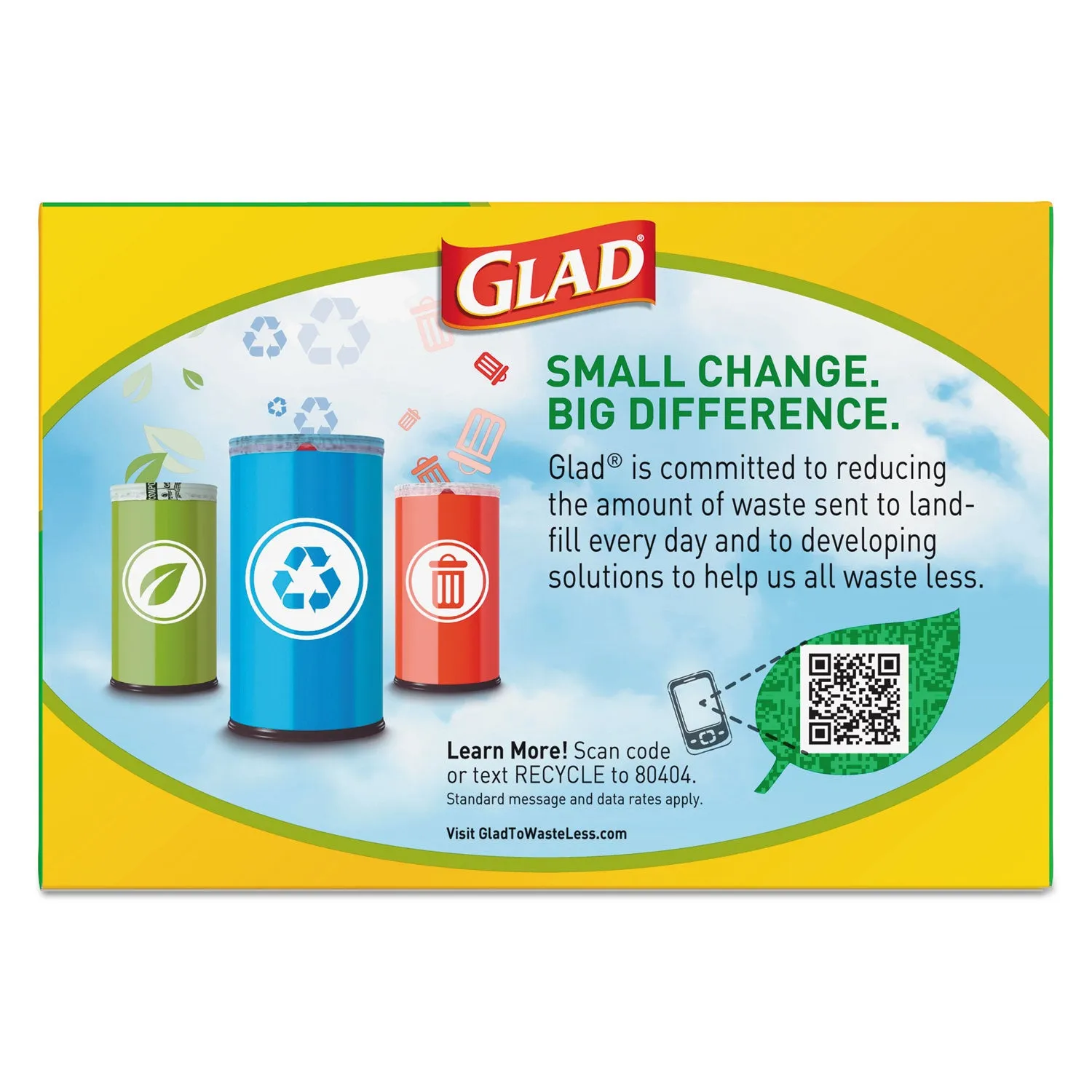 Glad Recycling Tall Kitchen Drawstring Trash Bags, 13 Gal, 0.9 Mil, 24" X 27.38", Clear, 45/Box - CLO78543