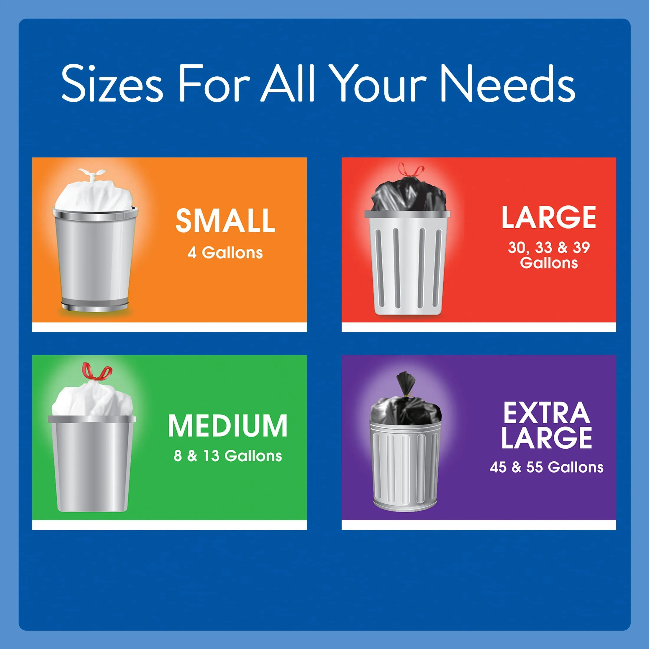 Great Value Strong Flex Tall Kitchen Drawstring Bags, Unscented, 13 Gallon, 80 Count