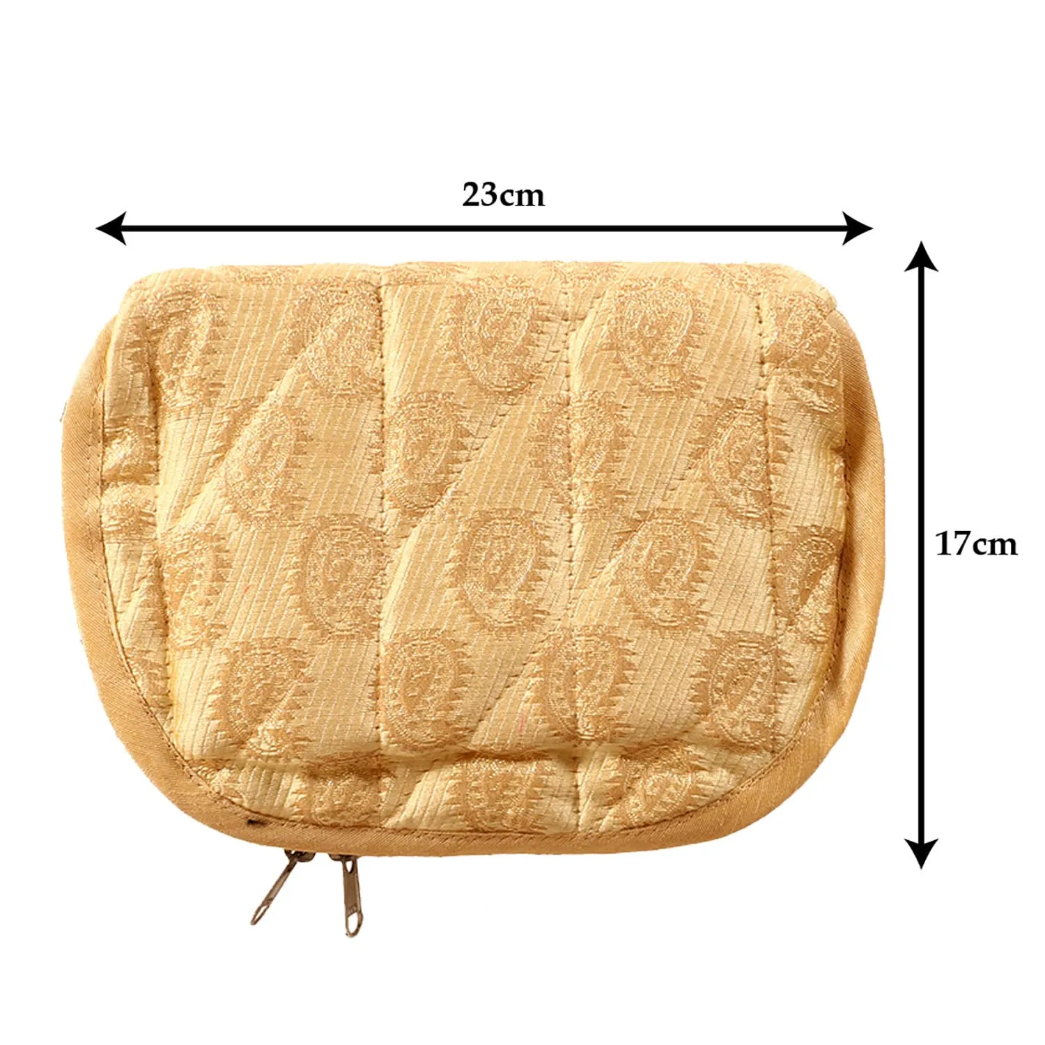 Heart Home Polyester Carry Design Toiletry Organizer with 4 Transparent Poches & 1 Extra Compartment,Zipper Closure (Gold)