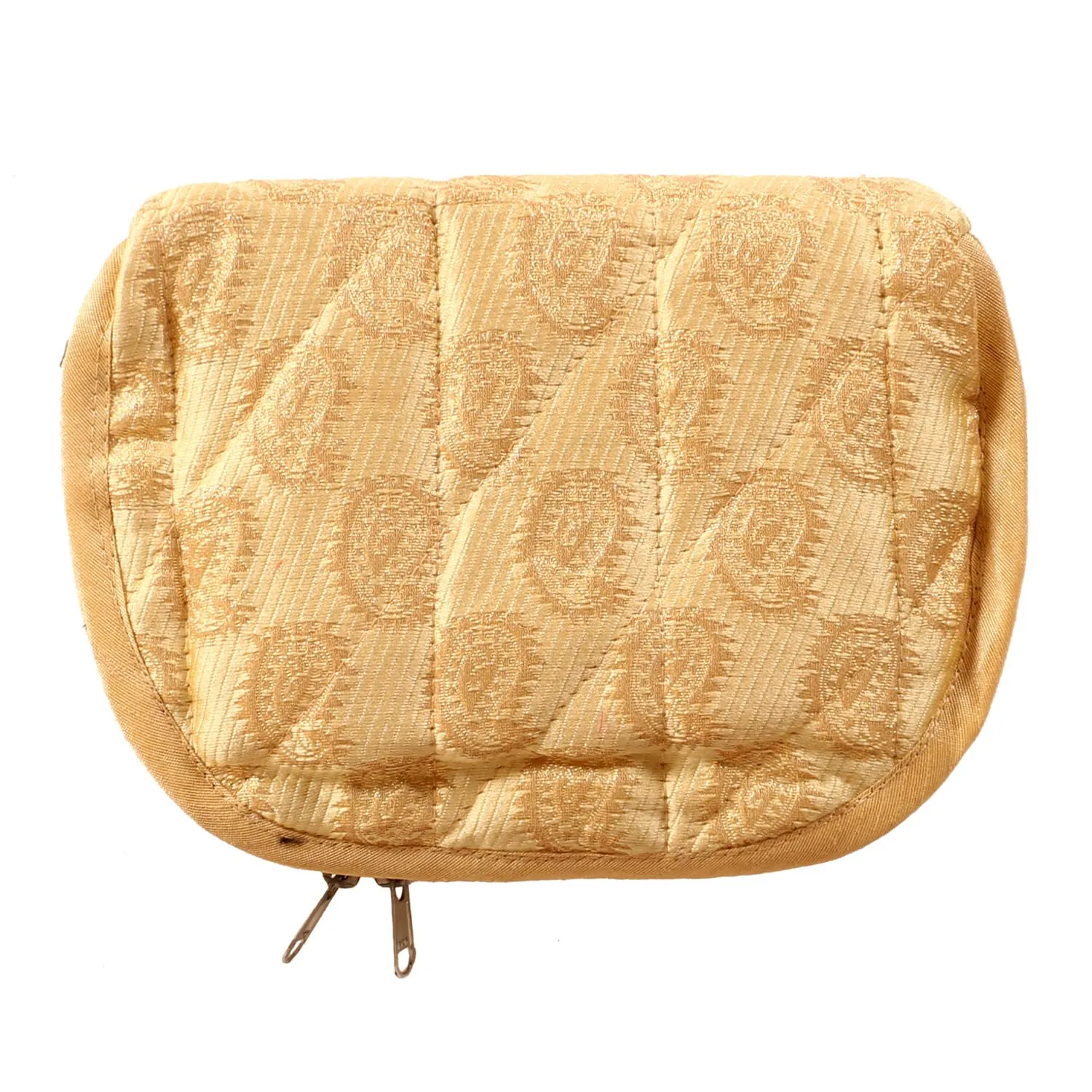 Heart Home Polyester Carry Design Toiletry Organizer with 4 Transparent Poches & 1 Extra Compartment,Zipper Closure (Gold)