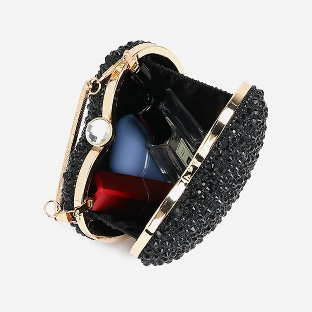 Heart Shaped Clutch Purse Mini Love Heart Rhinestone Wedding Party Evening Handbag