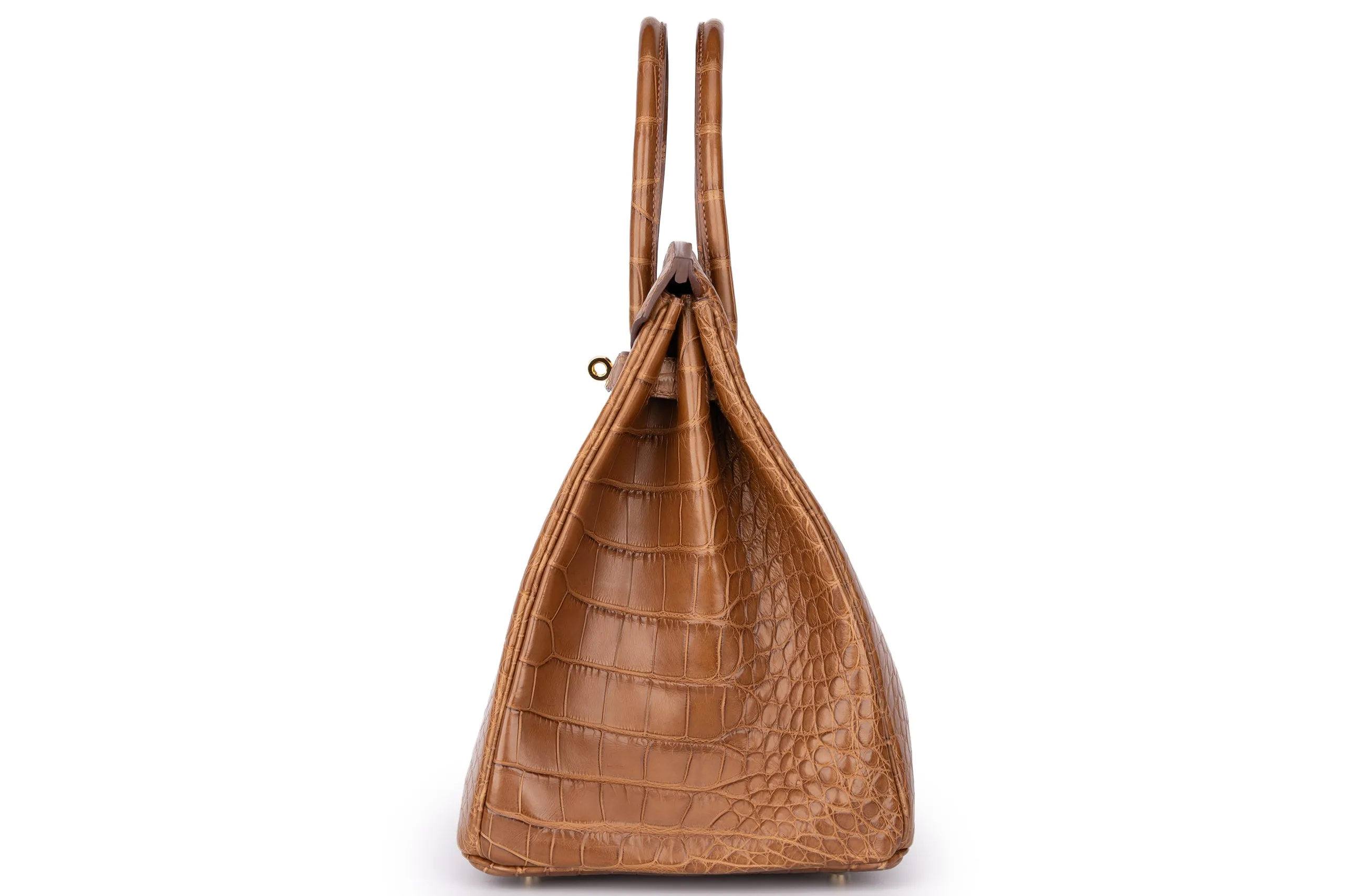 Hermès Birkin 35 Exotic Matte Alligator Gold/Alezan GHW