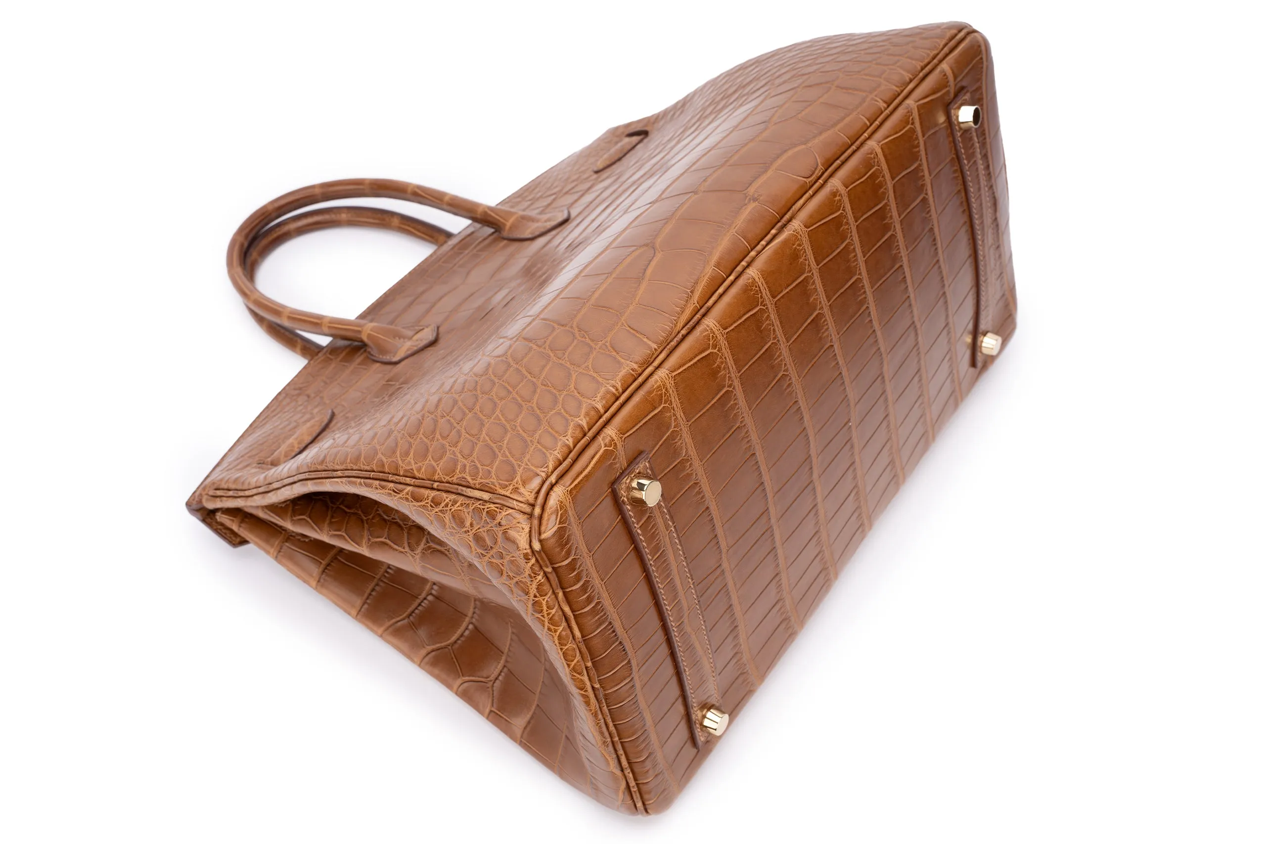 Hermès Birkin 35 Exotic Matte Alligator Gold/Alezan GHW