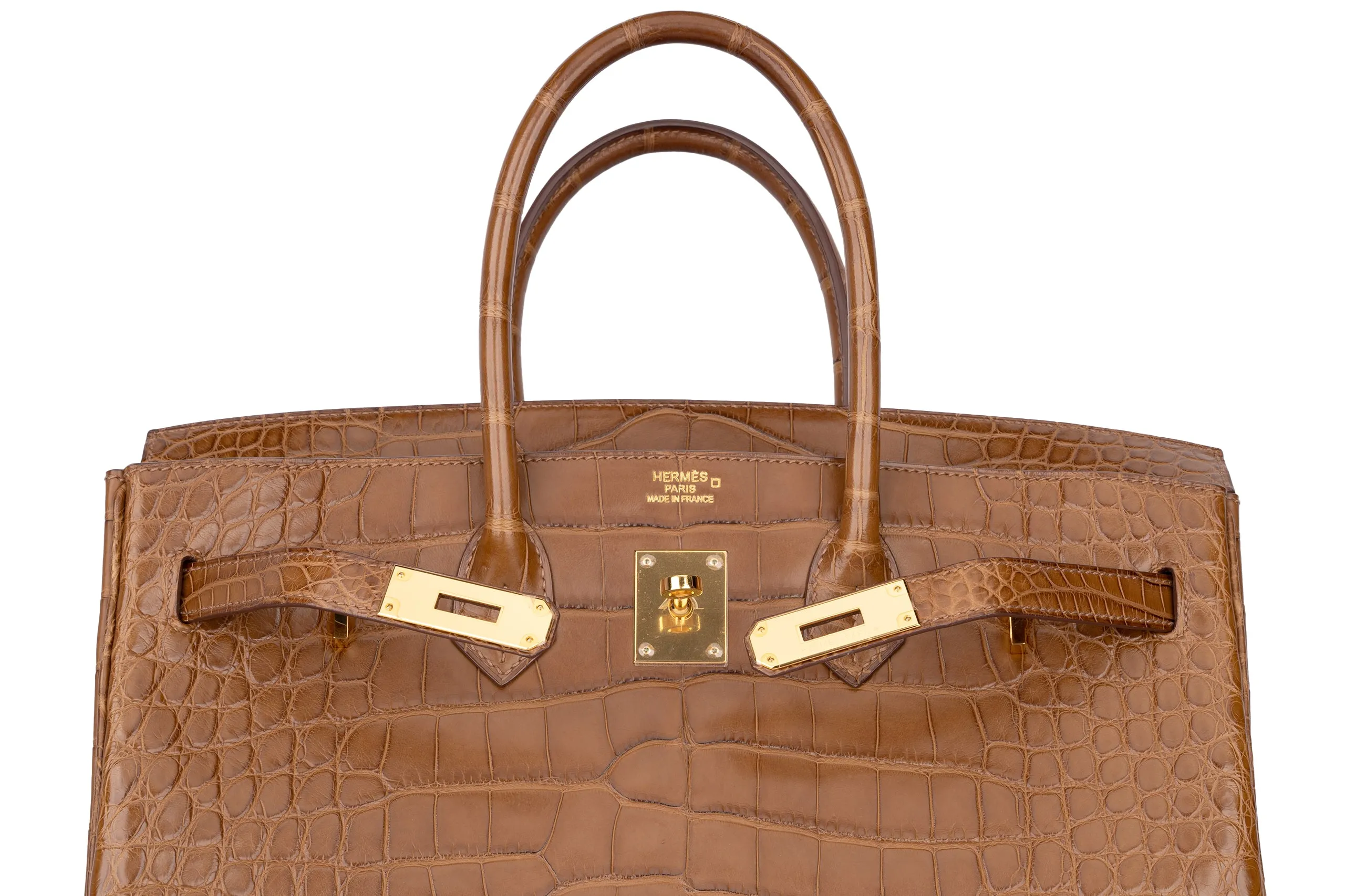 Hermès Birkin 35 Exotic Matte Alligator Gold/Alezan GHW