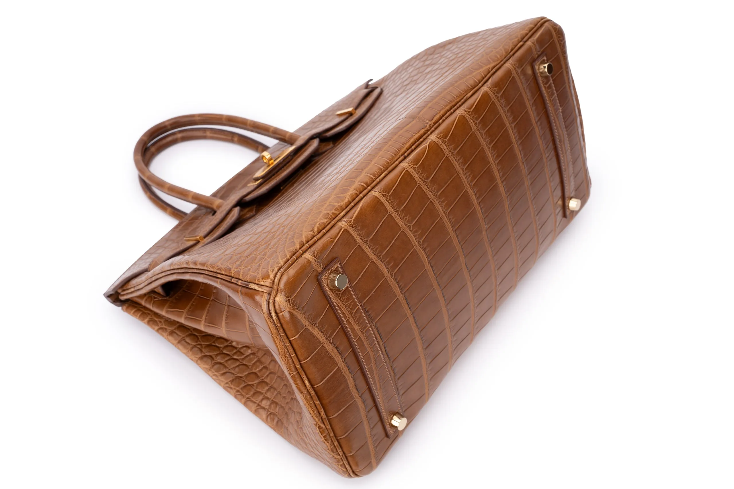 Hermès Birkin 35 Exotic Matte Alligator Gold/Alezan GHW