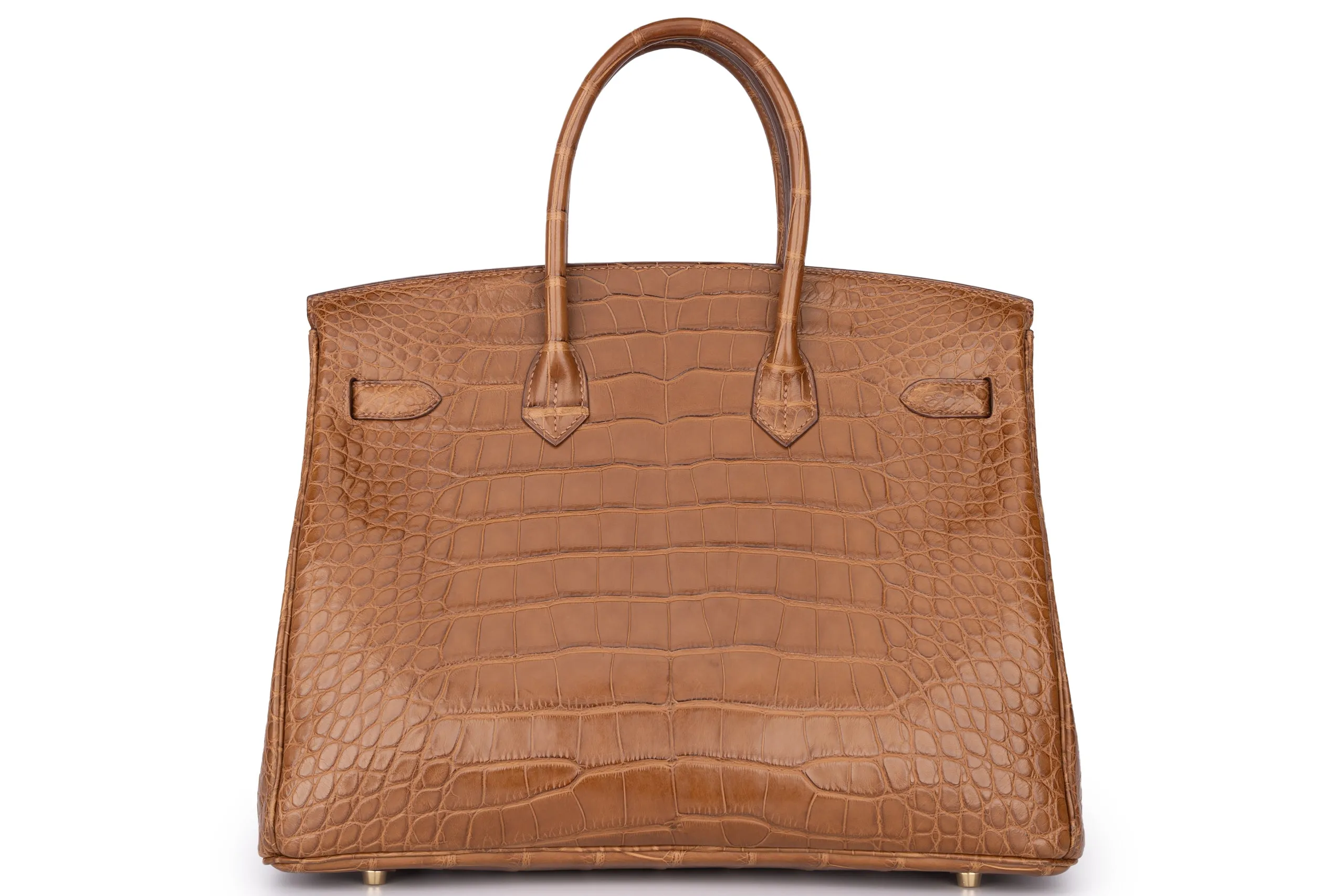 Hermès Birkin 35 Exotic Matte Alligator Gold/Alezan GHW