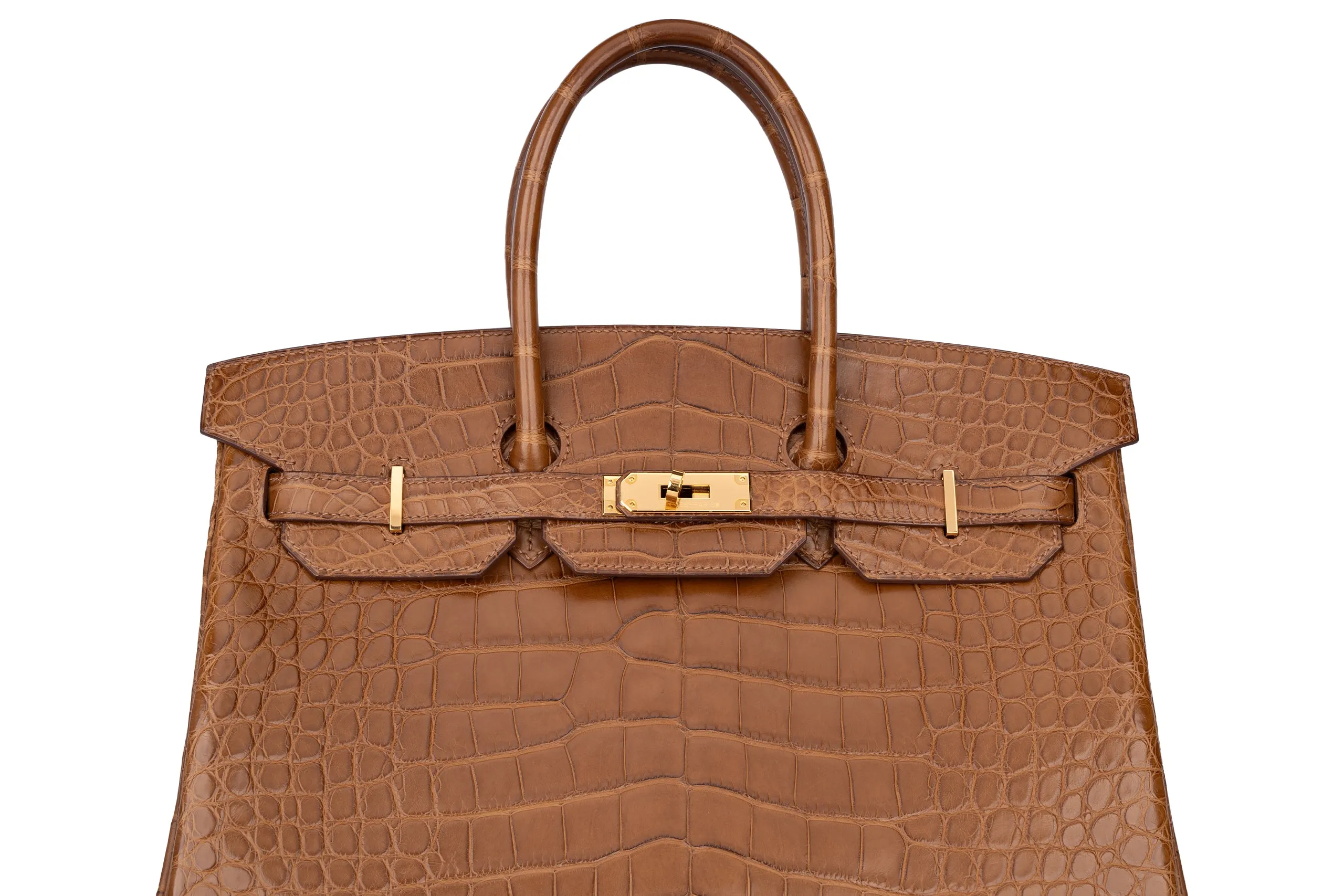 Hermès Birkin 35 Exotic Matte Alligator Gold/Alezan GHW