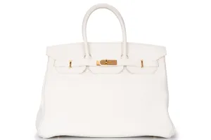Hermès Birkin 35 Retourne Clemence White GHW