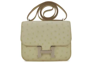 Hermès Constance 18 Exotic Ostrich Beton PHW