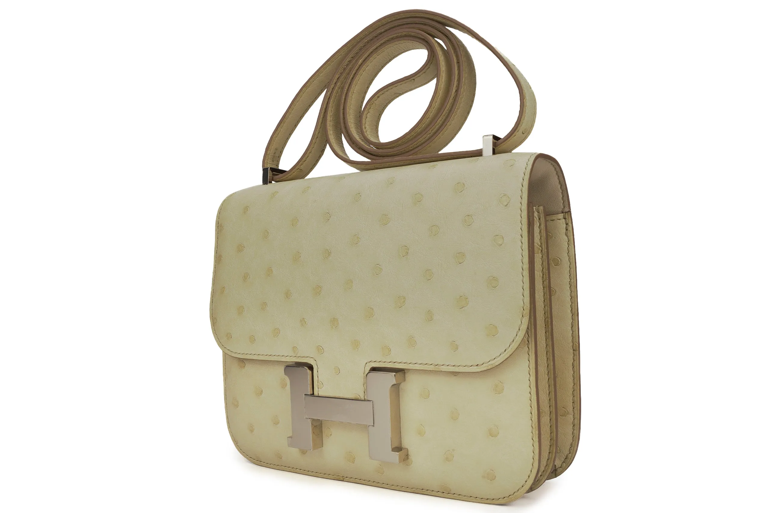 Hermès Constance 18 Exotic Ostrich Beton PHW