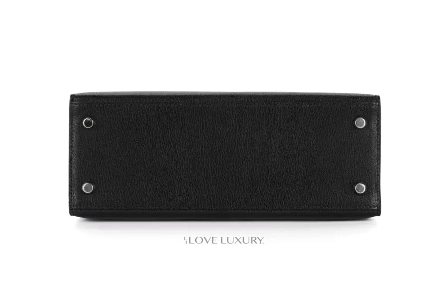 Hermès Kelly 25 Black Chèvre Chamkila Palladium Hardware