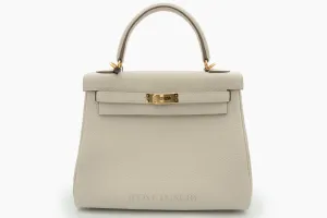Hermès Kelly 25 Retourne Togo Craie GHW