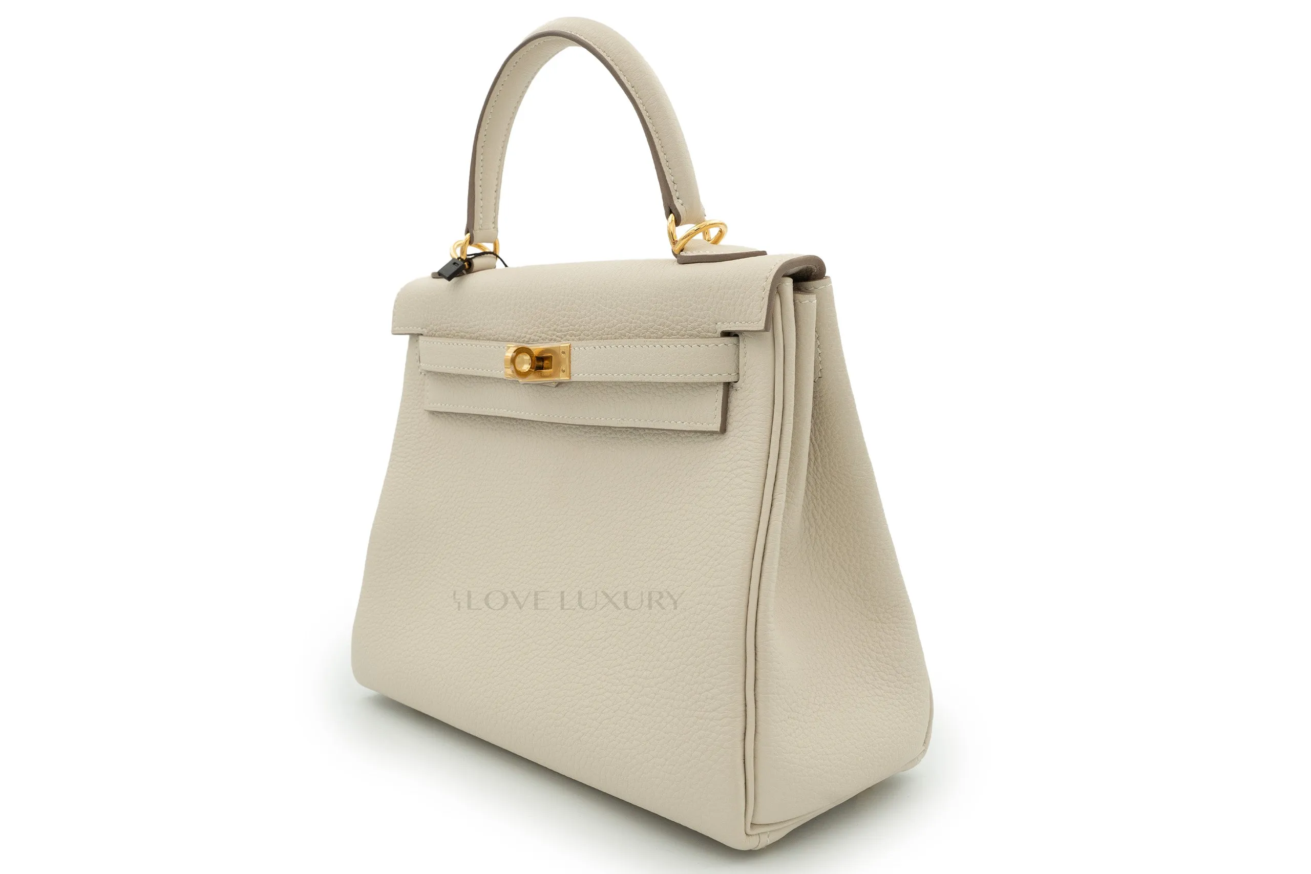 Hermès Kelly 25 Retourne Togo Craie GHW