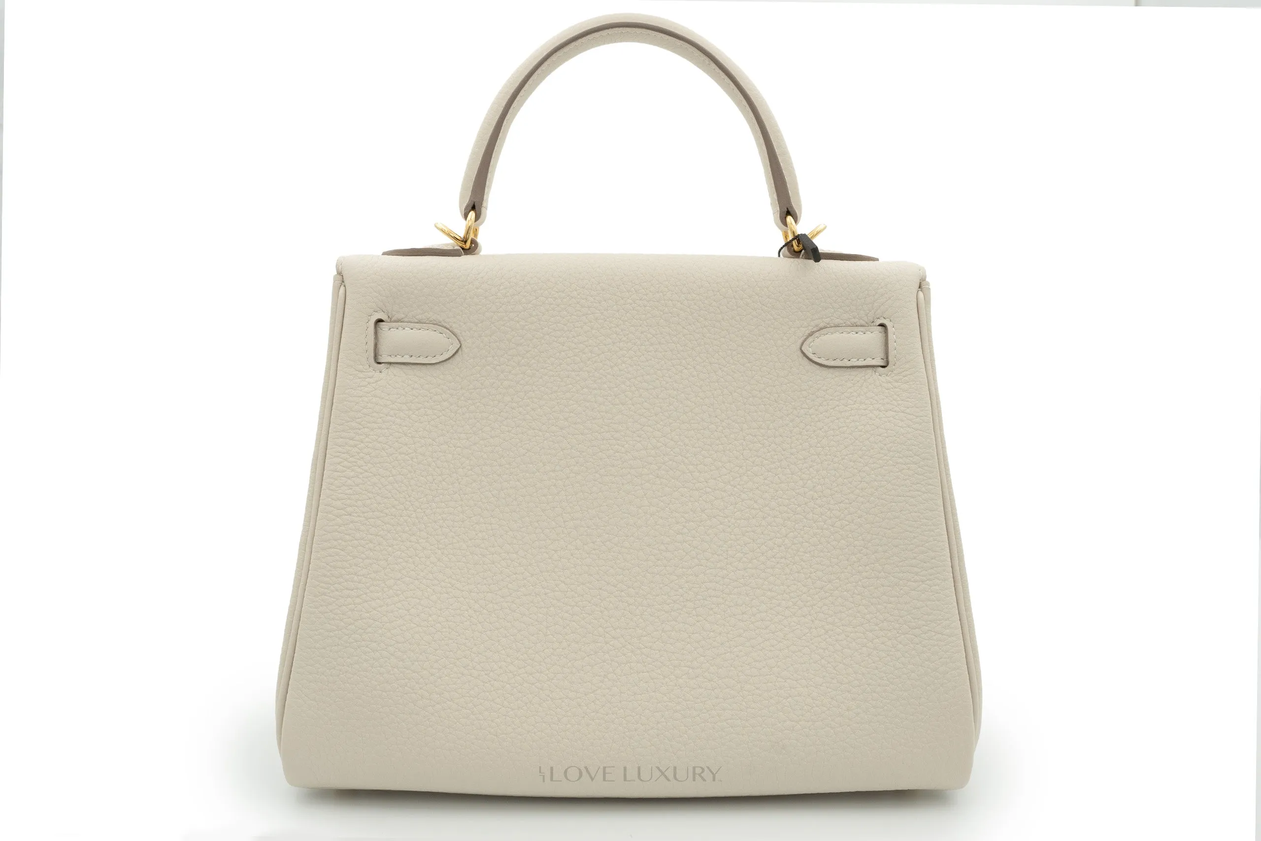 Hermès Kelly 25 Retourne Togo Craie GHW