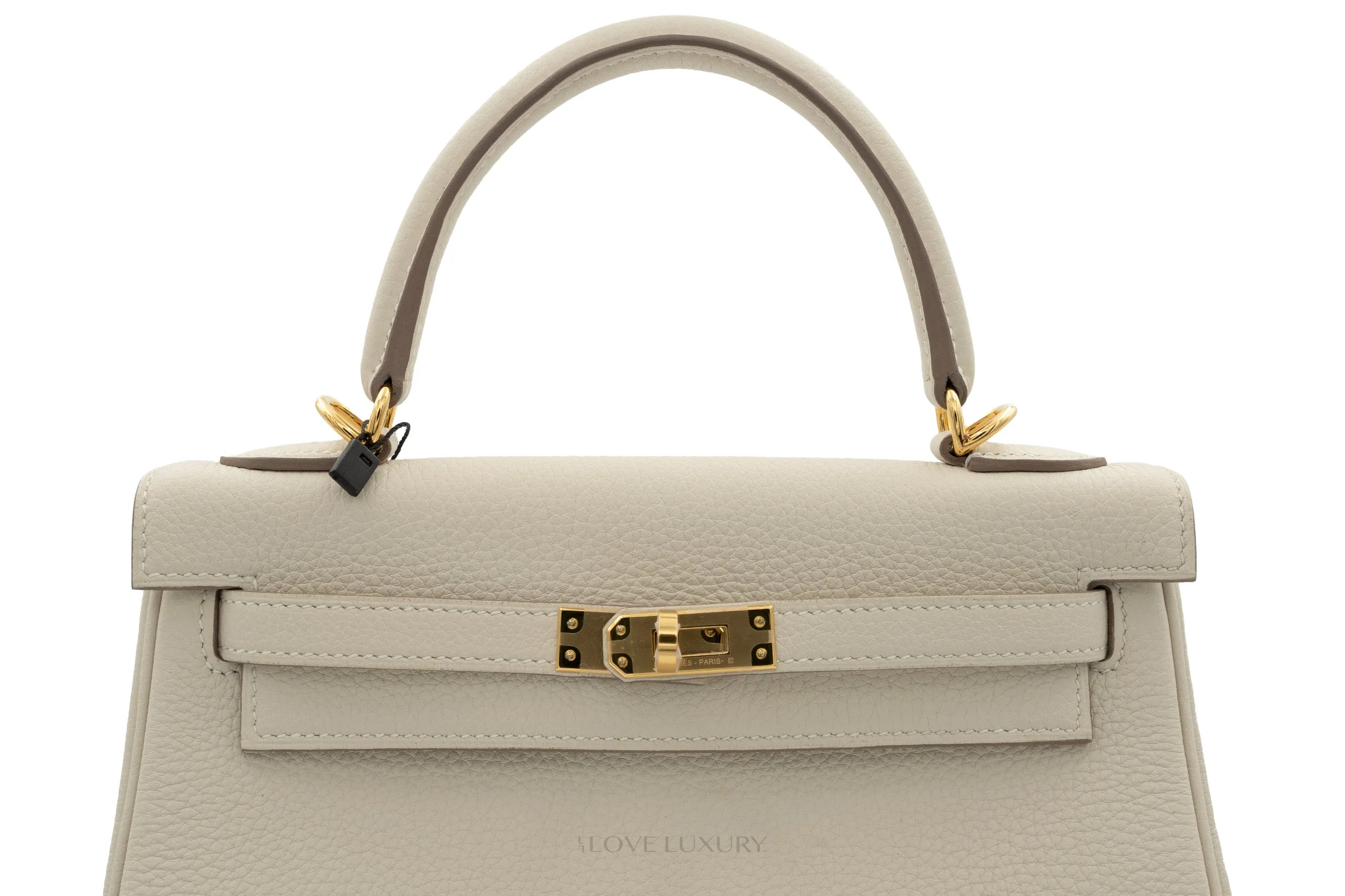 Hermès Kelly 25 Retourne Togo Craie GHW