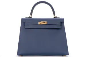 Hermès Kelly 25 Sellier Epsom Bleu Navy GHW