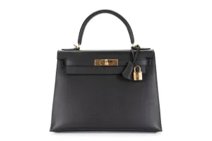 Hermès Kelly 28 Black Epsom Sellier Ghw