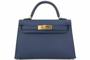 Hermès Mini Kelly Epsom Bleu Navy GHW