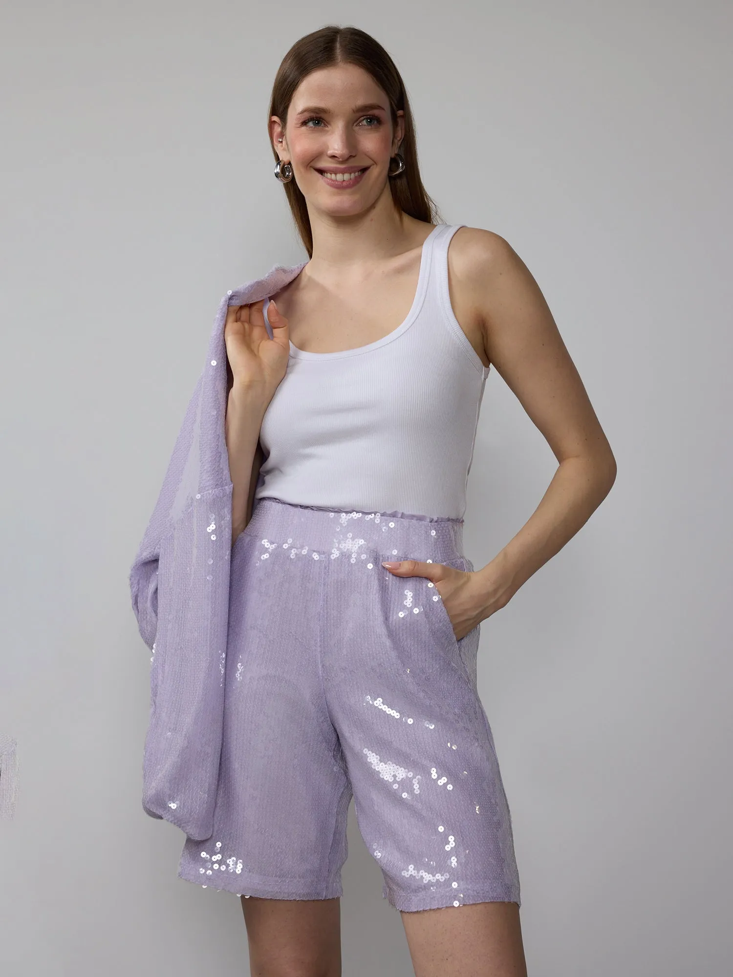 High Rise Sequin Shorts