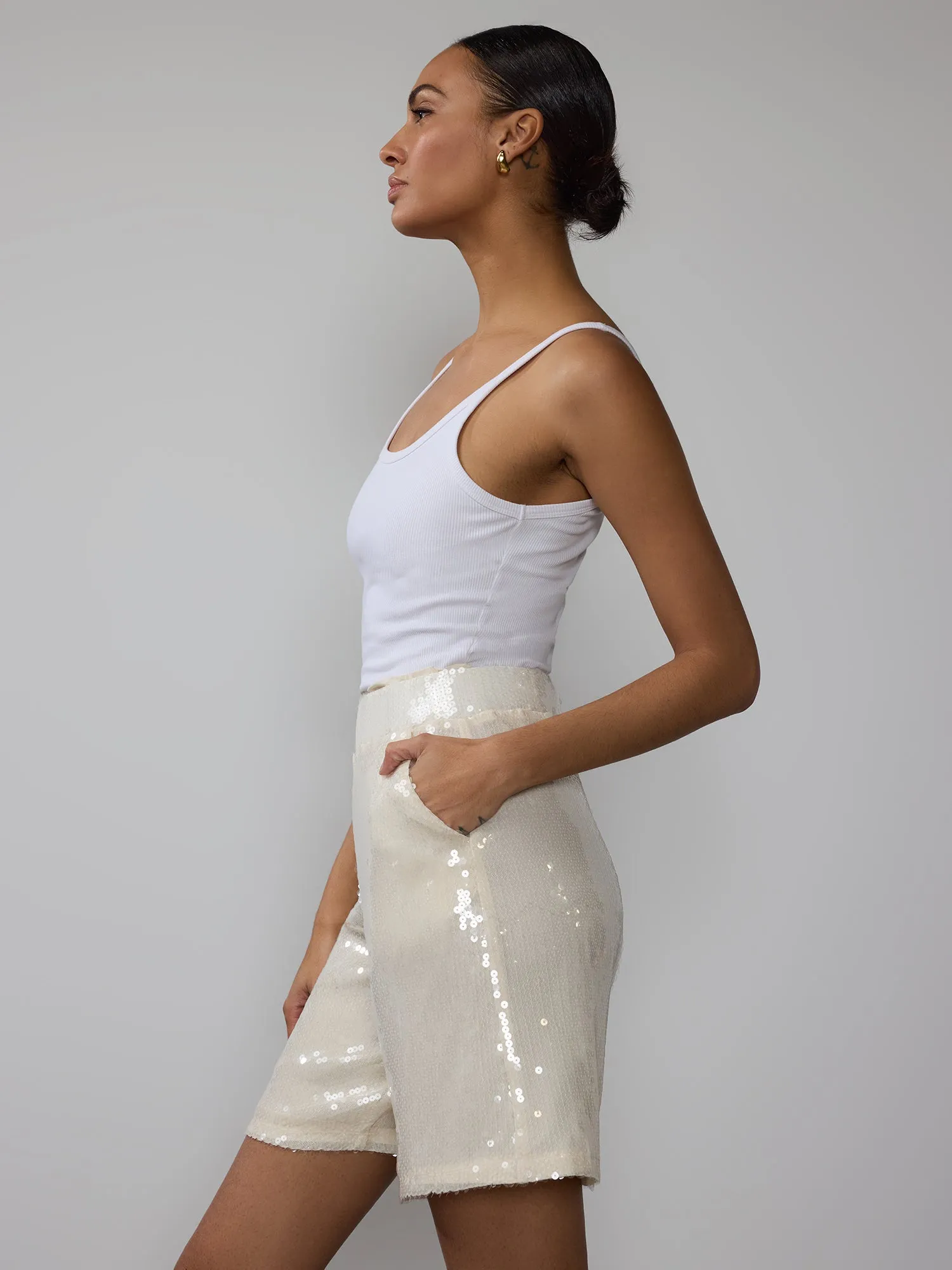 High Rise Sequin Shorts