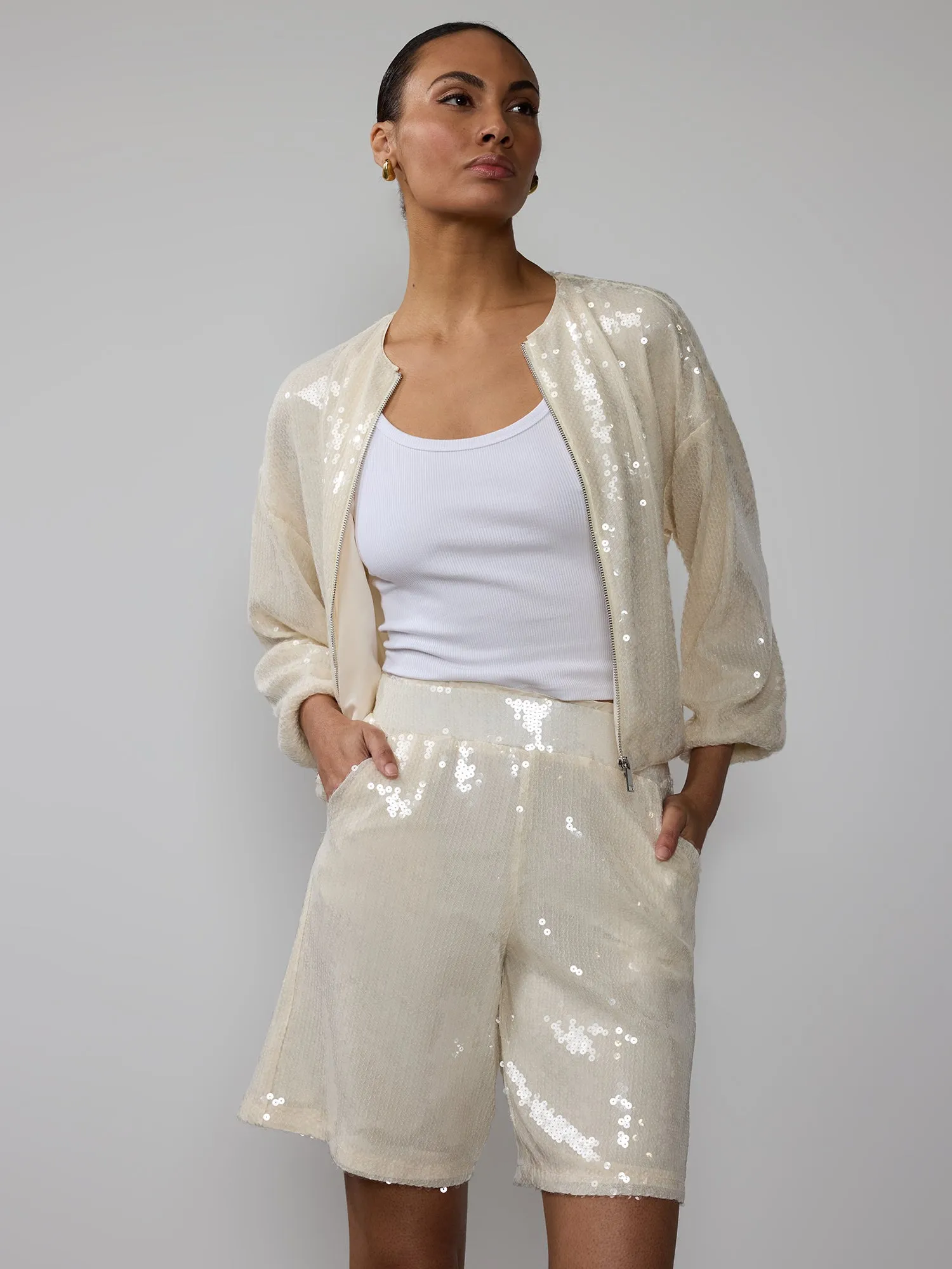 High Rise Sequin Shorts