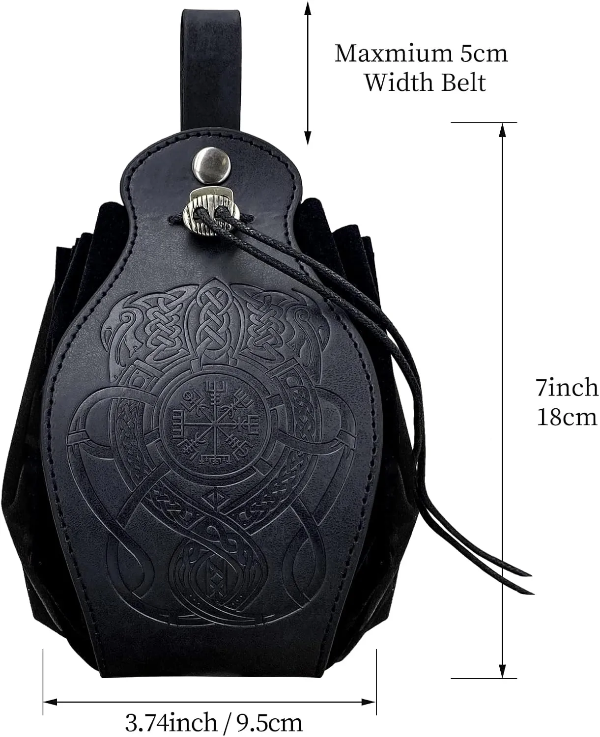 HiiFeuer Medieval Faux Leather Pouch, Portable Drawstring Purse, Vintage Belt Pouch Dice Bag For LARP Ren Faire