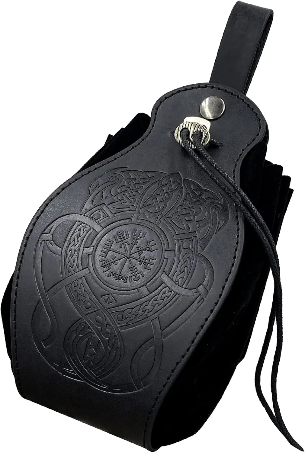 HiiFeuer Medieval Faux Leather Pouch, Portable Drawstring Purse, Vintage Belt Pouch Dice Bag For LARP Ren Faire