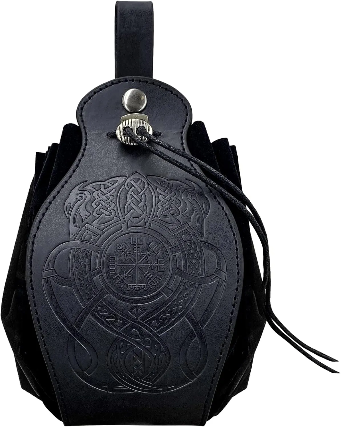HiiFeuer Medieval Faux Leather Pouch, Portable Drawstring Purse, Vintage Belt Pouch Dice Bag For LARP Ren Faire