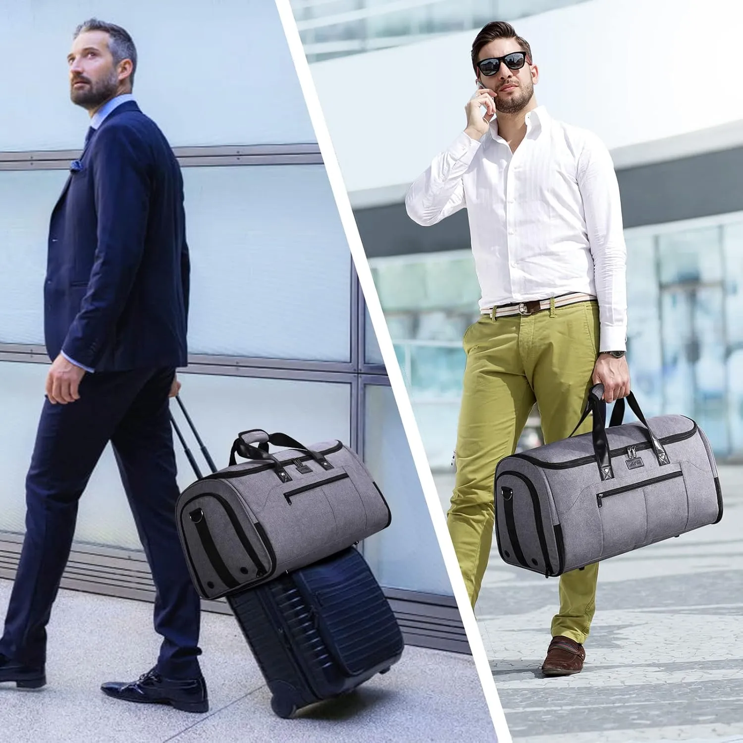 HOMIEE Convertible Garment Bags for Women, Carry on Travel Duffel Bag with Toiletry Bag, Waterproof Large Weekender Bag 2 in 1 Hanging Dress Suit Suitcase