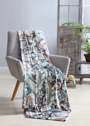 Hudson Essex Bergamo Velvet Plush Throw, Teal, 50x70 Inches