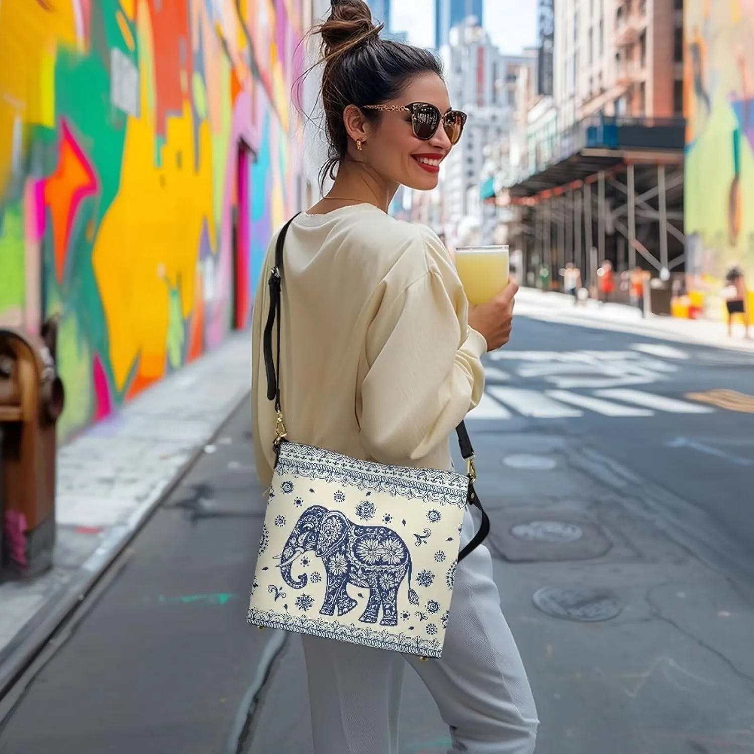 HUGS IDEA Boho Bags for Women Leather Handbag Shoulder Bucket Crossbody Purse