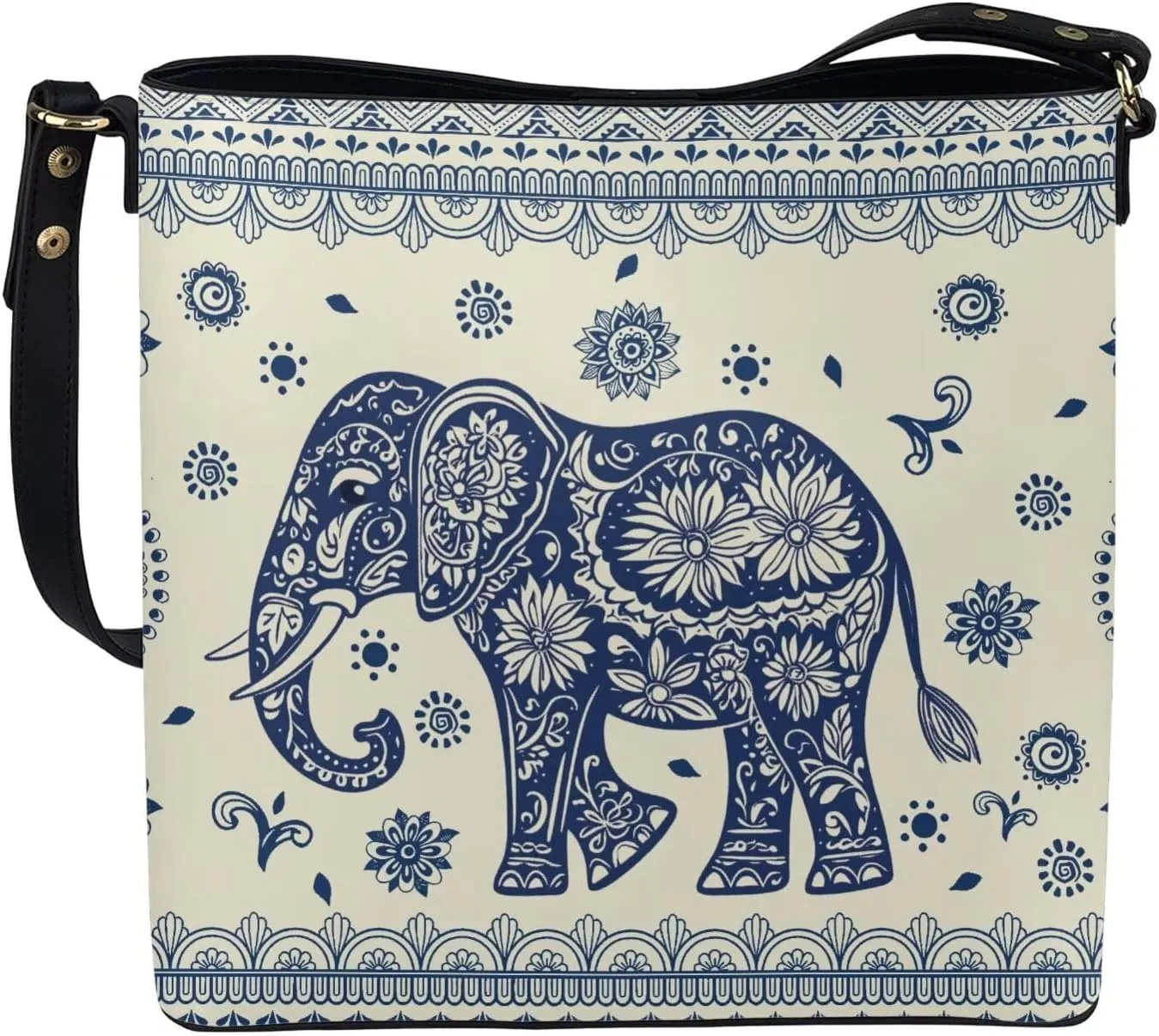 HUGS IDEA Boho Bags for Women Leather Handbag Shoulder Bucket Crossbody Purse