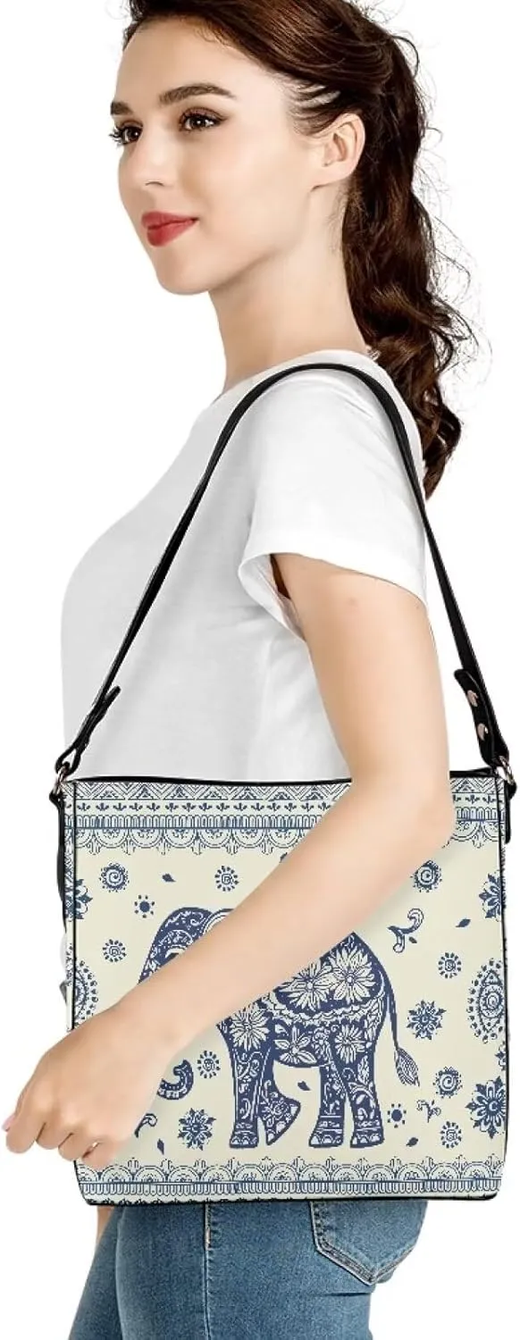 HUGS IDEA Boho Bags for Women Leather Handbag Shoulder Bucket Crossbody Purse