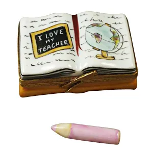 I Love My Teacher Book Limoges Porcelain Box